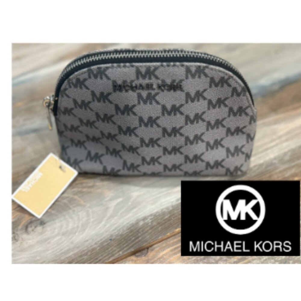 NWT Michael Kors black/gray makeup bag